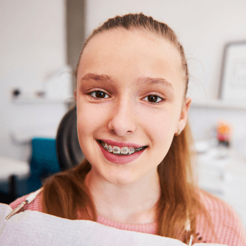 Young girl with NHS braces