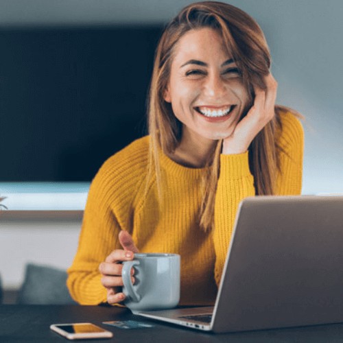woman having an online dental consultation with Heaton Mersey Orthodontic Centre, stockport