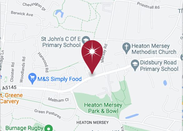 Map to show where Heaton Mersey clinic in Manchester is